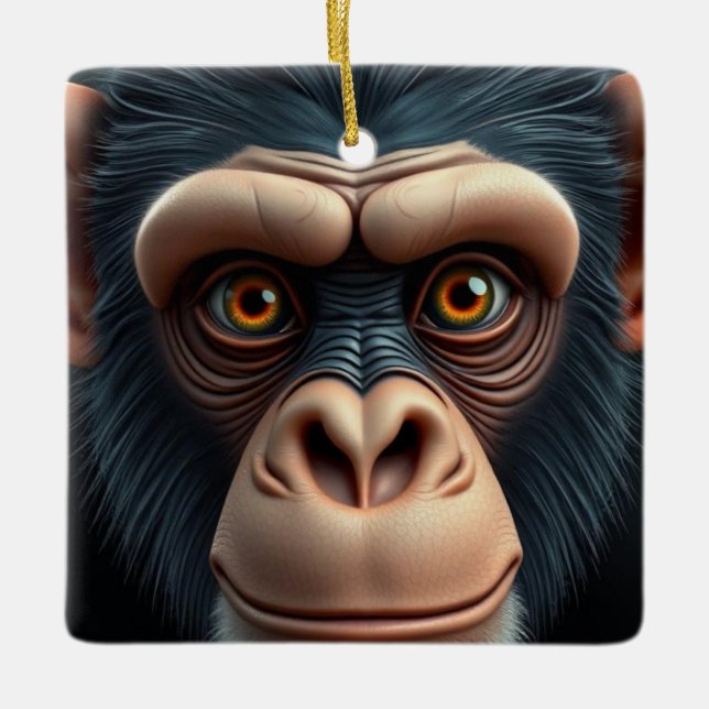 Niedlich Crazy Funny Chimpanzee Keramikornament (Vorderseite)
