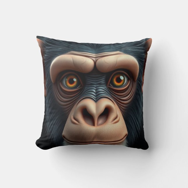 Niedlich Crazy Funny Chimpanzee Kissen (Vorderseite)