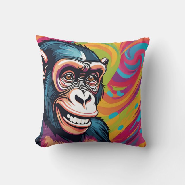 Niedlich Crazy Funny Chimpanzee Kissen (Vorderseite)