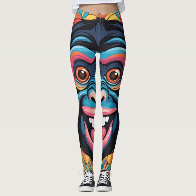 Niedlich Crazy Funny Chimpanzee Leggings (Vorderseite)