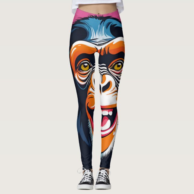 Niedlich Crazy Funny Chimpanzee Leggings (Vorderseite)