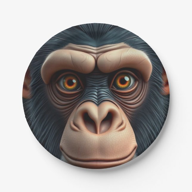 Niedlich Crazy Funny Chimpanzee Pappteller (Vorderseite)