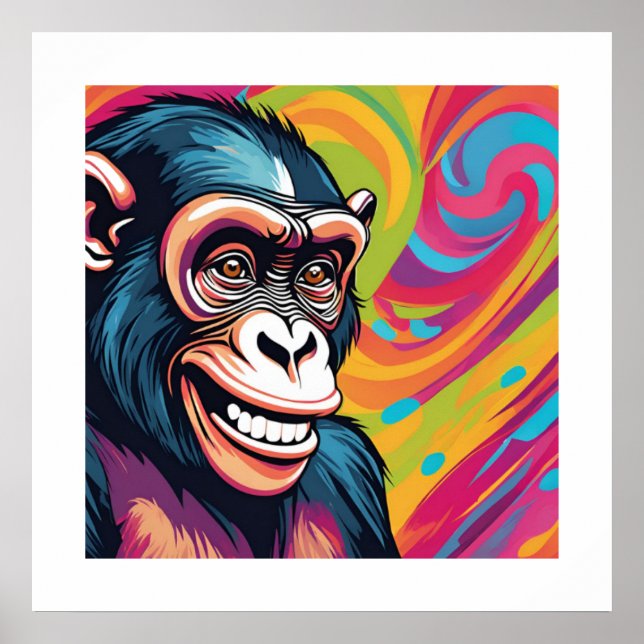 Niedlich Crazy Funny Chimpanzee Poster (Vorne)