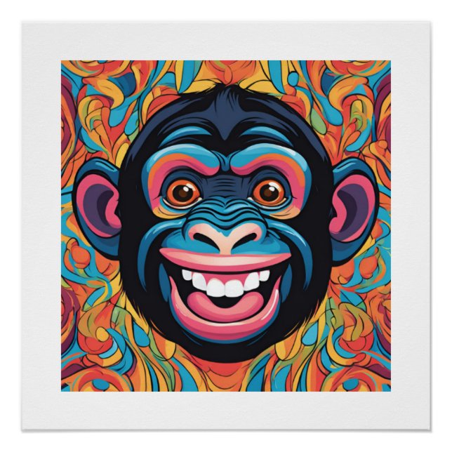Niedlich Crazy Funny Chimpanzee Poster (Vorderseite)