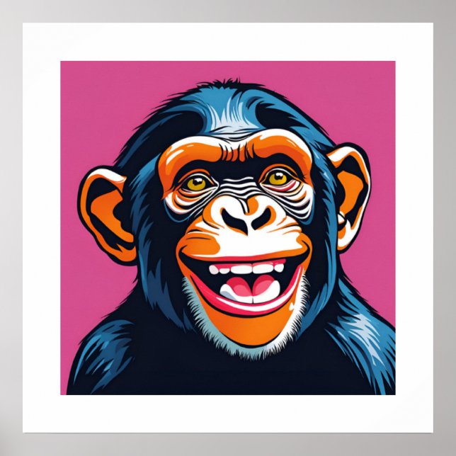 Niedlich Crazy Funny Chimpanzee Poster (Vorne)