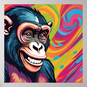 Niedlich Crazy Funny Chimpanzee Poster