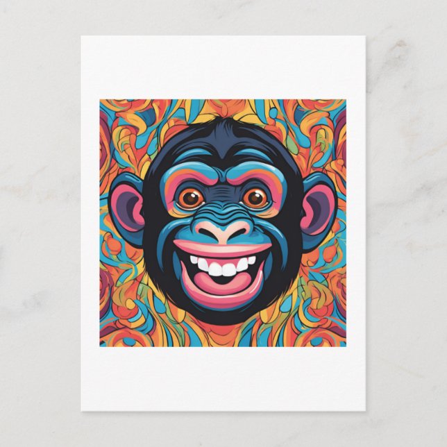 Niedlich Crazy Funny Chimpanzee Postkarte (Vorderseite)