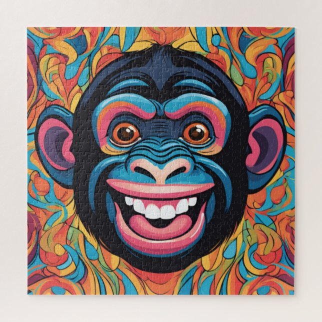 Niedlich Crazy Funny Chimpanzee Puzzle (Vertikal)