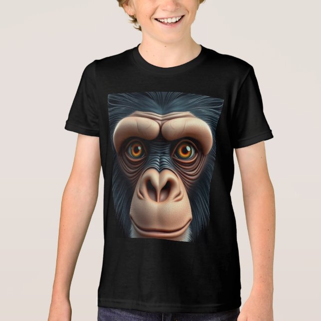 Niedlich Crazy Funny Chimpanzee Tri-Blend Shirt (Vorderseite)