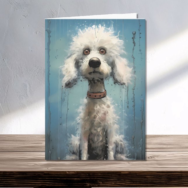 Niedlich Crazy Goofy White Abstrakt Poodle Dog Karte (Von Creator hochgeladen)