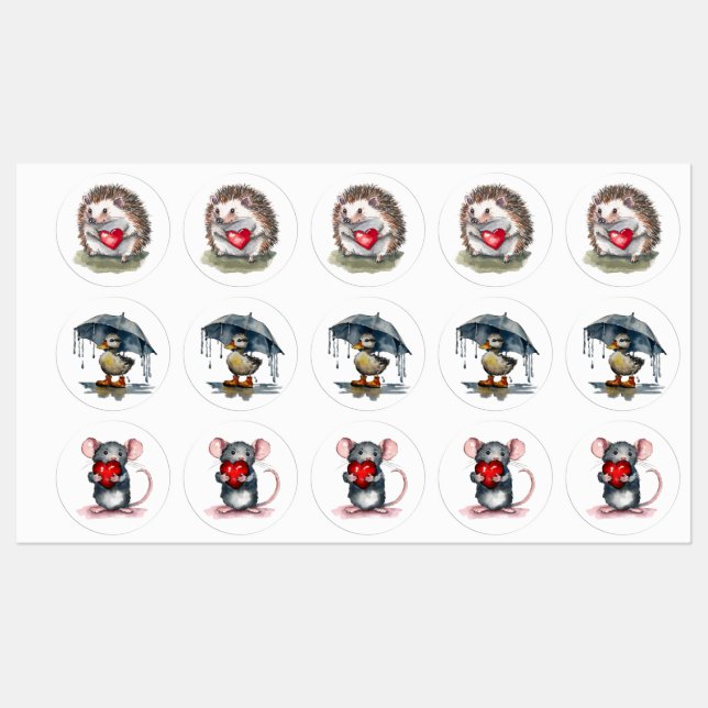 Niedlich Critters Etiketten (Blatt)