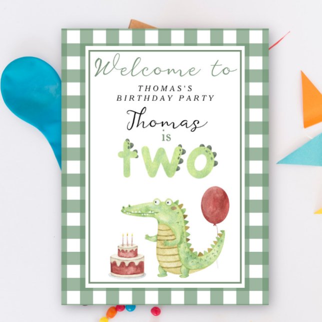 Niedlich Crocodile 2. Geburtstag Party Poster (Von Creator hochgeladen)