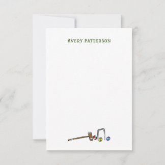 Niedlich Croquet Hand-Illustriert Preppy Boho Chic Mitteilungskarte