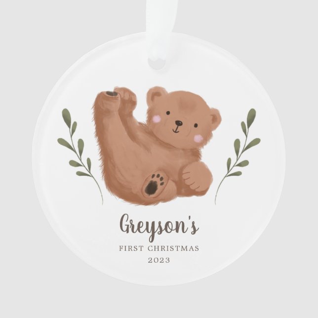 Niedlich Cub Bear Baby's First Christmas Ornament (Vorderseite)