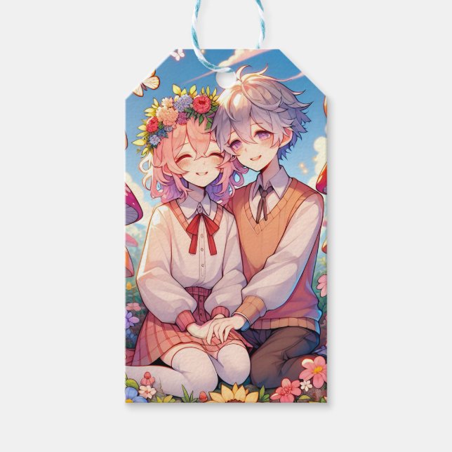 Niedlich Cudly Anime Couple Whimsical Romantic Geschenkanhänger (Vorderseite)