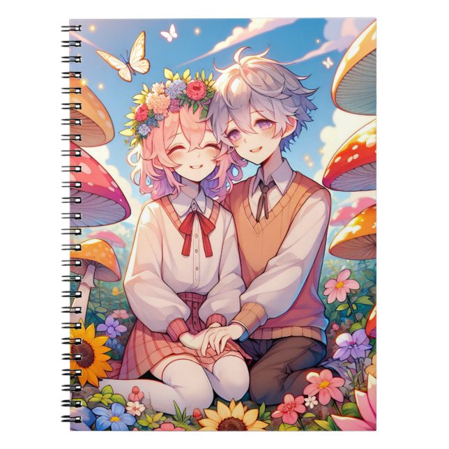 Niedlich Cudly Anime Couple Whimsical Romantic Notizblock (Vorderseite)