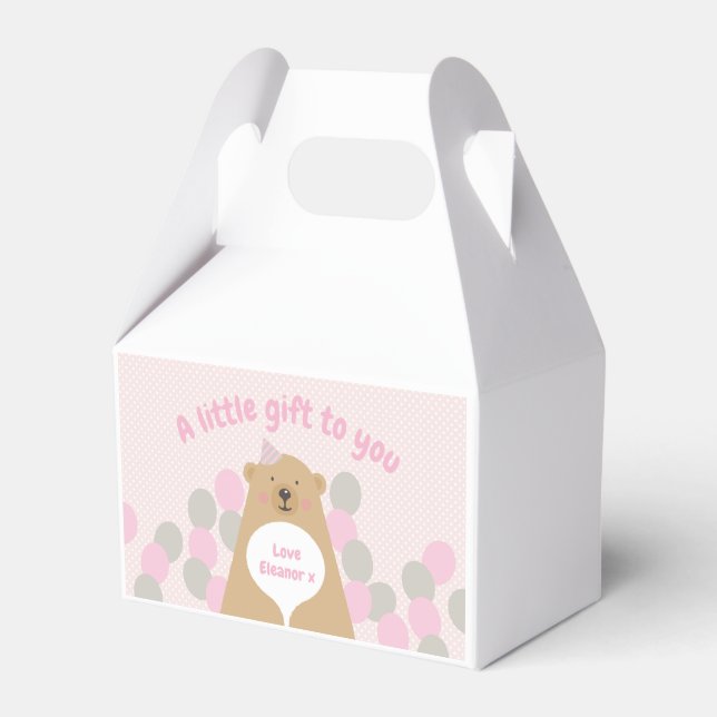 Niedlich Cudly Teddy Bear Birthday Favor Box Geschenkschachtel (Vorderseite)