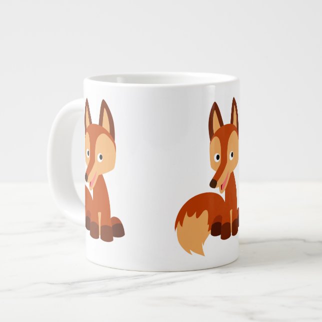 Niedlich Cunning Cartoon Fox Jumbo Tasse (Vorderseite Links)