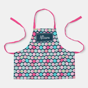 Niedlich Cupcake Cherry Dots Girls Pink   Marine Schürze