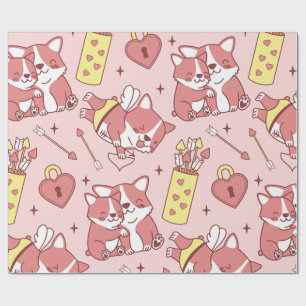 Niedlich Cupid Corgis Wrapping Paper Geschenkpapier