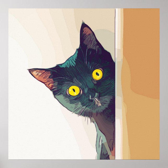 Niedlich Curry Cat digital illustriert entworfen Poster (Vorne)