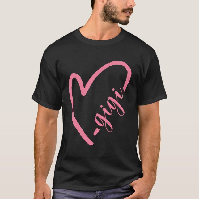 Niedlich Cursive Heart Oma Gigi T-Shirt (Vorderseite)
