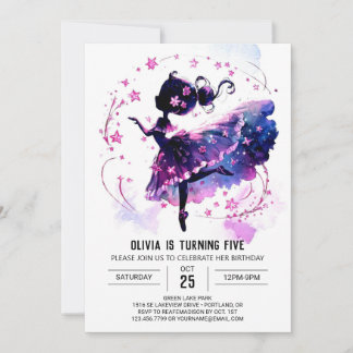 Niedlich Custom Ballerina Geburtstag Einladung