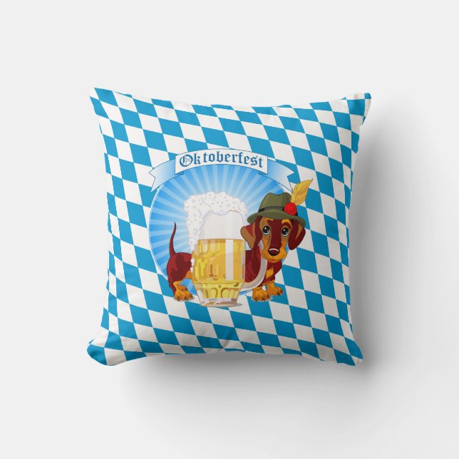 Niedlich Dackel Oktoberfest Kissen (Vorderseite)