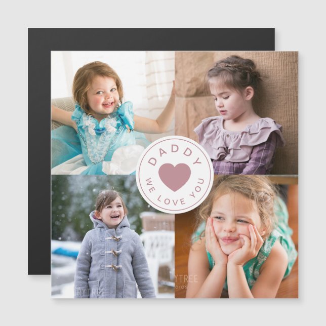 Niedlich Daddy We Liebe You Heart Foto Magnetkarte (Vorne/Hinten)