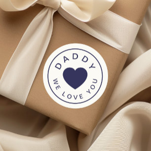 Niedlich Daddy We Liebe You Navy Blue Heart Runder Aufkleber