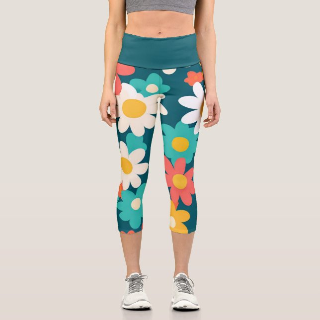 Niedlich Daisy Blume Botanische Musterschule mädch Capri Leggings (Vorderseite)
