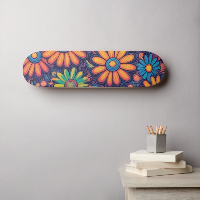 Niedlich Daisy Blume Botanische Musterschule mädch Skateboard (Wandkunst (Horz))