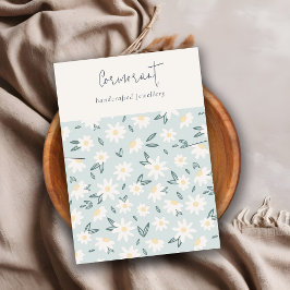 Niedlich Daisy Floral Aqua Blue Script Necklace Ho Visitenkarte