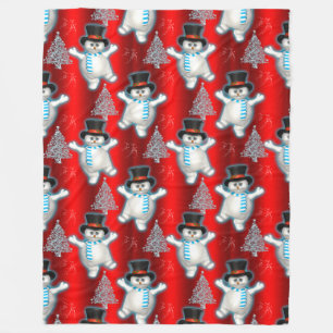 Niedlich Dance Snowmen Rote Weihnachten Fleecedecke