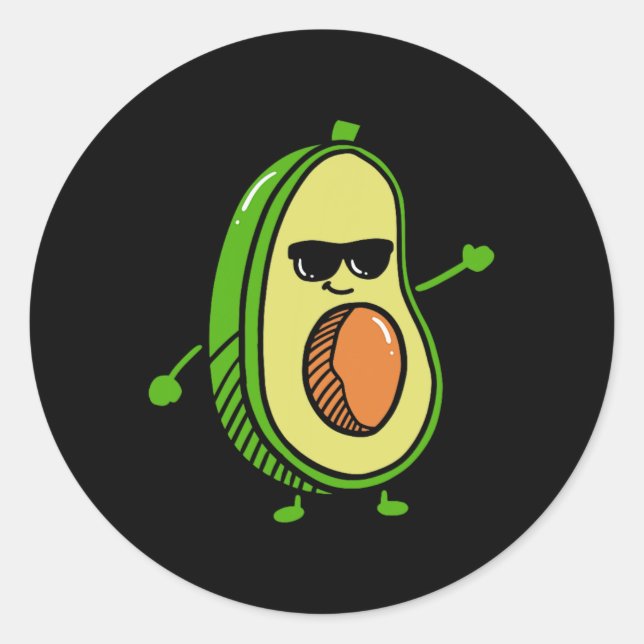 Niedlich Dancing Avocado - Guacamole Avocado Graph Runder Aufkleber (Vorderseite)