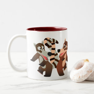 Niedlich Dancing Cartoon Coatimundis Zweifarbige Tasse