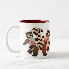 Niedlich Dancing Cartoon Coatimundis Zweifarbige Tasse