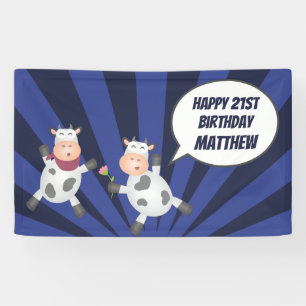 Niedlich Dancing Cartoon Cow Coupe Funny Geburtsta Banner