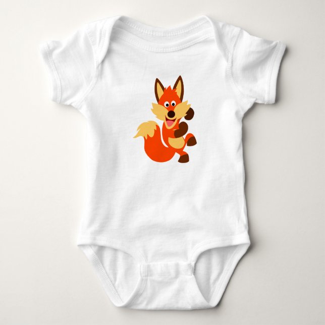 Niedlich Dancing Cartoon Fox Baby Bodysuit Strampler (Vorderseite)