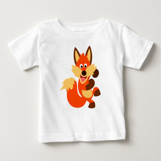 Niedlich Dancing Cartoon Fox Baby T - Shirt (Vorderseite)