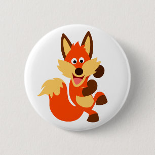 Niedlich Dancing Cartoon Fox Button Abzeichen