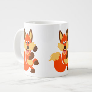 Niedlich Dancing Cartoon Fox Jumbo Tasse