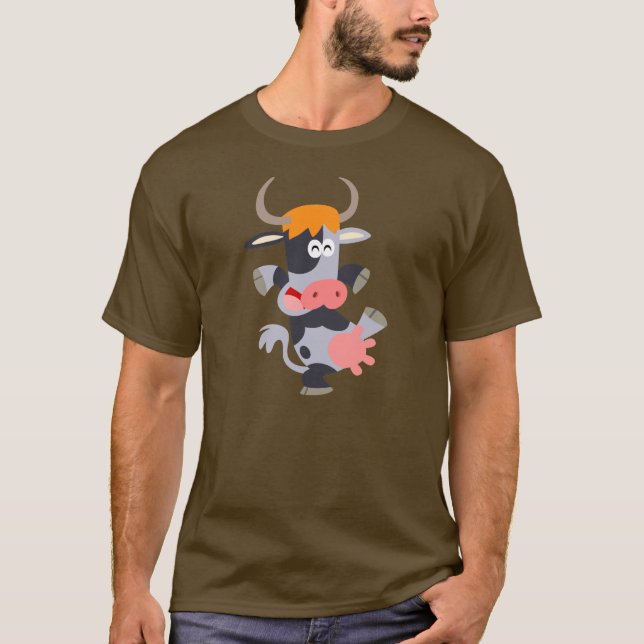 Niedlich Dancing Cartoon Kuh T - Shirt (Vorderseite)