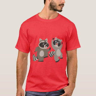 Niedlich Dancing Cartoon Raccoons T-Shirt