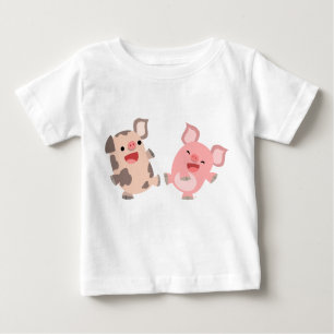 Niedlich Dancing Cartoon Schweine Baby T - Shirt