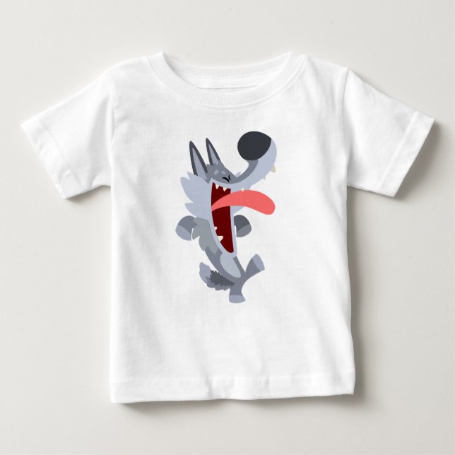 Niedlich Dancing Cartoon Wolf Baby T - Shirt (Vorderseite)