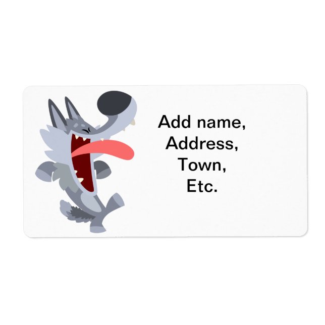 Niedlich Dancing Cartoon Wolf Shipping Label (Vorne)