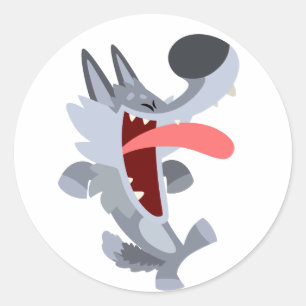 Niedlich Dancing Cartoon Wolf Sticker