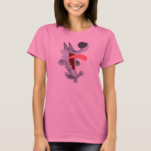 Niedlich Dancing Cartoon Wolf Women T - Shirt