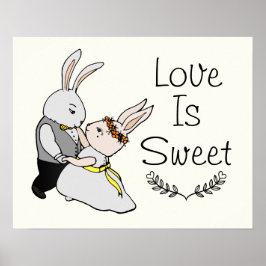Niedlich Dancing Liebe Bunnies | Liebe ist süße Ho Poster